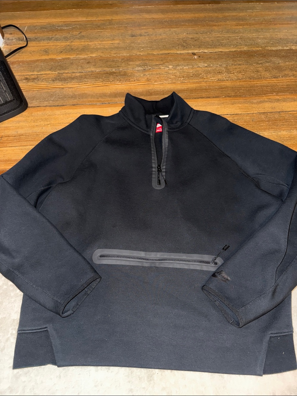 Nike Tech Black Zip-Front Pullover with White Trim